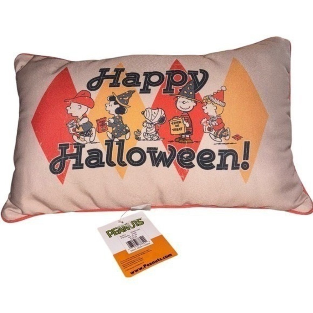 Peanuts Happy Halloween Charlie Brown Snoopy Throw Pillow Accent 12" by 19" NWT